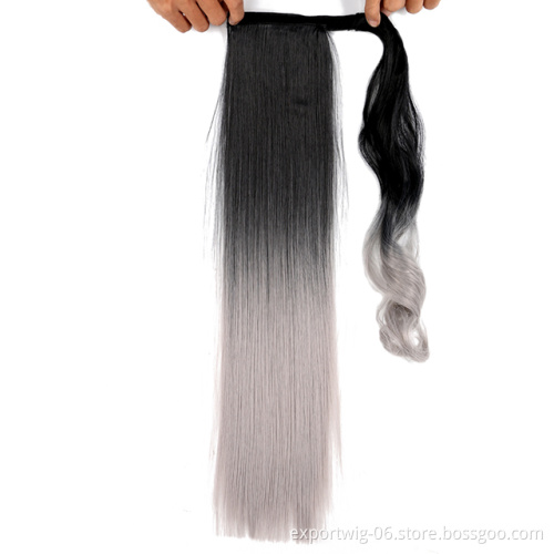 Ponytail Synthetic Hair Extensions Attachment Hair 22 Inch Braid Hair  Crochet Fiber Clip in Ponytail
